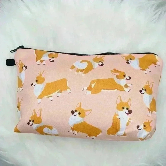 Corgi Dog Print Makeup or Pencil Case Cute Zipper Pouch Animal Prints Cosmetic / - Picture 5 of 6